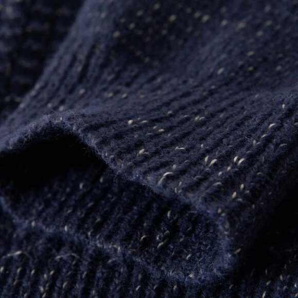 Casual Navy Blue Men Solid Color Sweater - Picture 4 of 4
